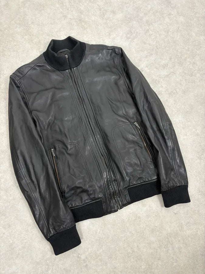 AW2006 Dirk Bikkembergs Black Premium Mafia Leather Jacket PumNZkC 3
