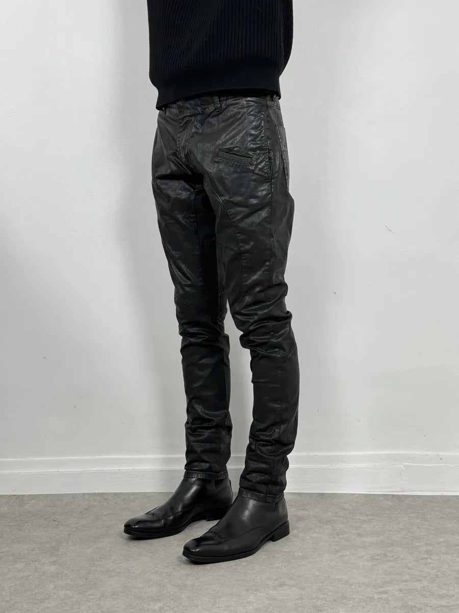 2010s Dirk Bikkembergs Black Waxed Slim Obscure Pants tjJINQZ 3