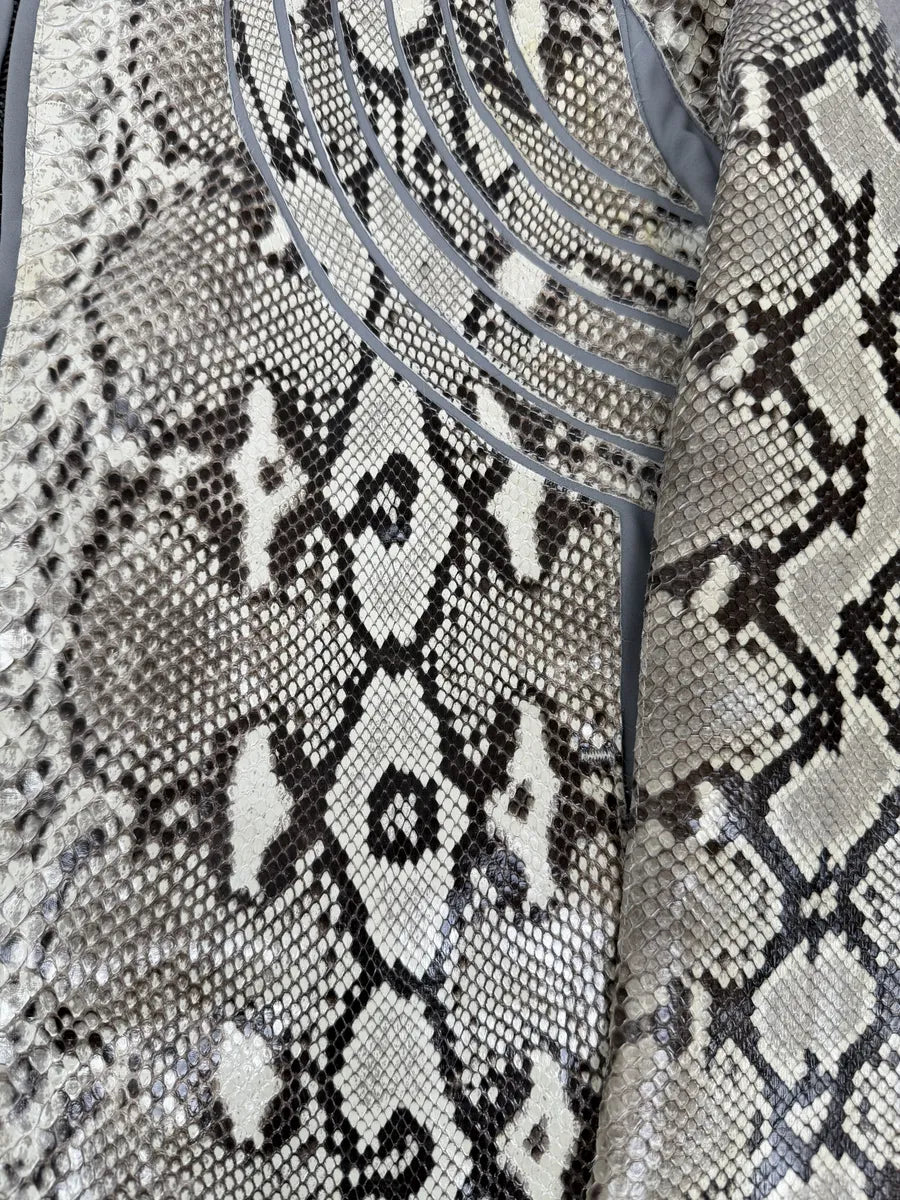 2010s Dirk Bikkembergs Grey & Beige Python Snakeskin Leather Jacket bsFakey 12