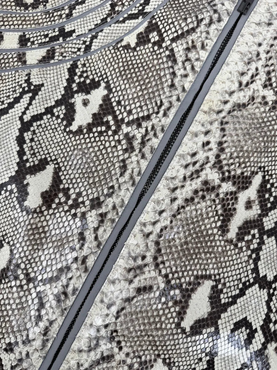 2010s Dirk Bikkembergs Grey & Beige Python Snakeskin Leather Jacket bsFakey 6