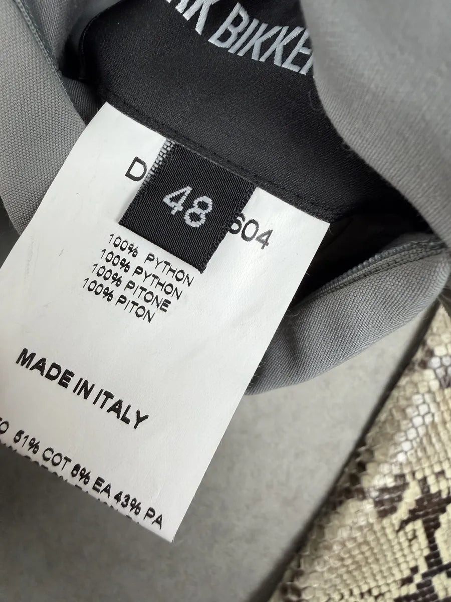 2010s Dirk Bikkembergs Grey & Beige Python Snakeskin Leather Jacket bsFakey 8