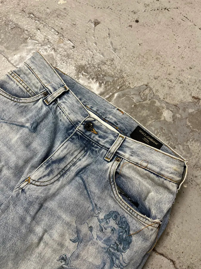 2010s Dolce & Gabbana Angels Blue Denim Jeans VGUUSrr 1