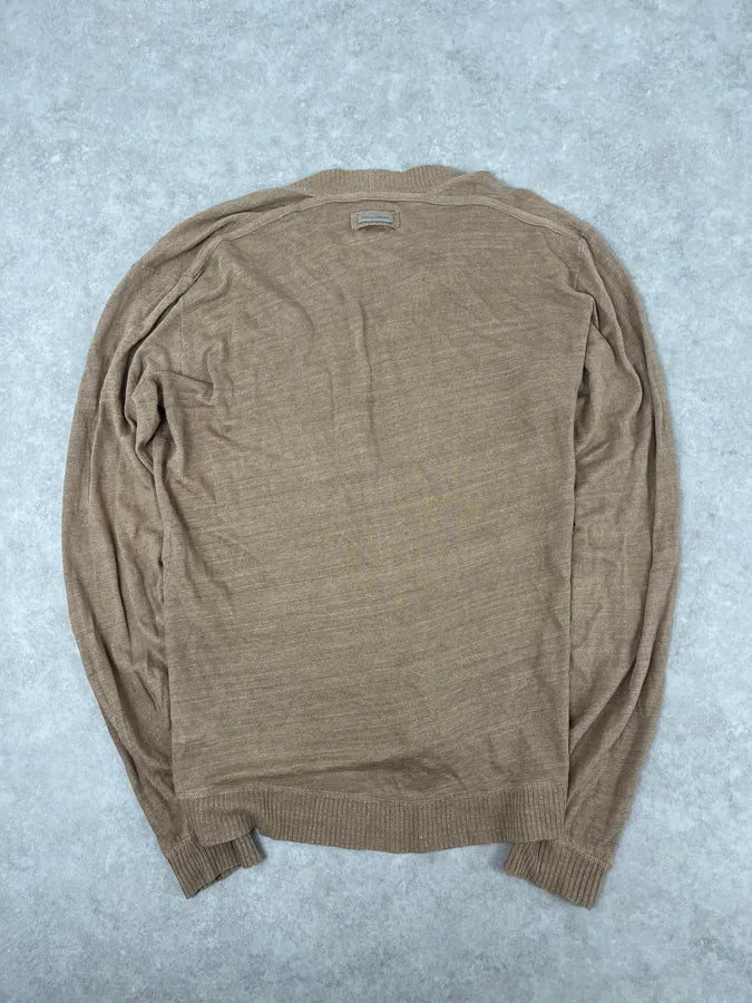 2010s Dolce & Gabbana Beige Minimalist Cardigan Sweater qYiOSvy 5
