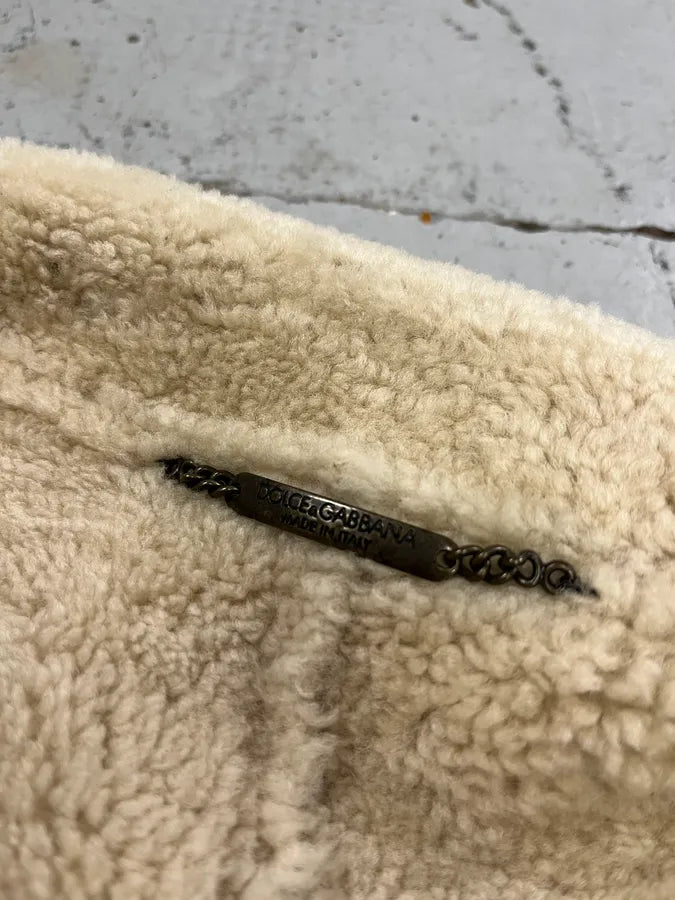 2010s Dolce & Gabbana Beige Shearling Leather Jacket SInzxce 10