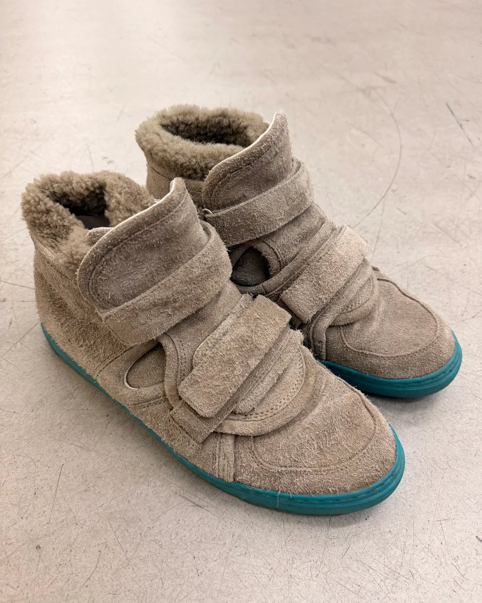 2010s Dolce & Gabbana Beige Suede Leather Mid Scratch Sneakers gUnJRRW 1