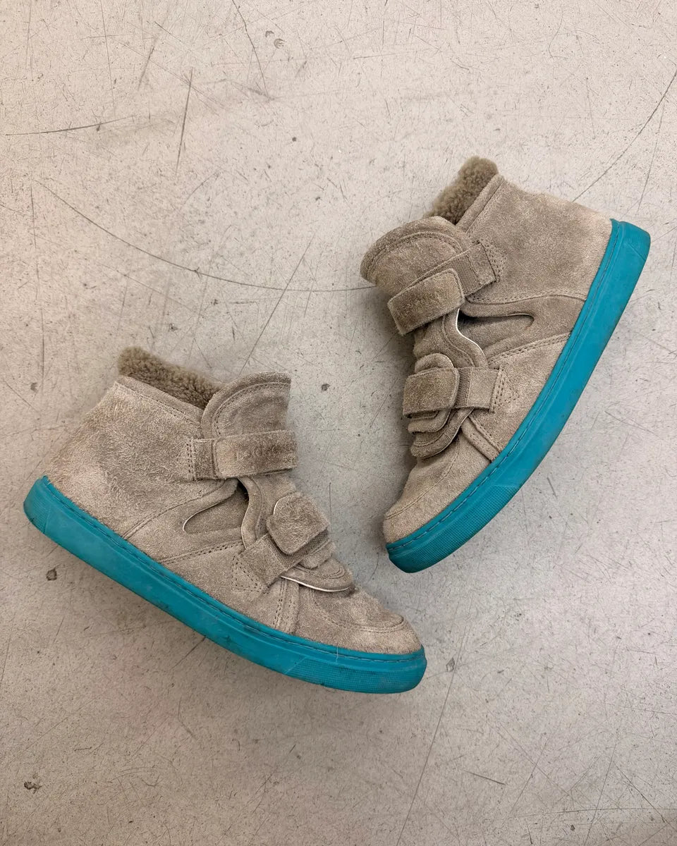 2010s Dolce & Gabbana Beige Suede Leather Mid Scratch Sneakers gUnJRRW 3