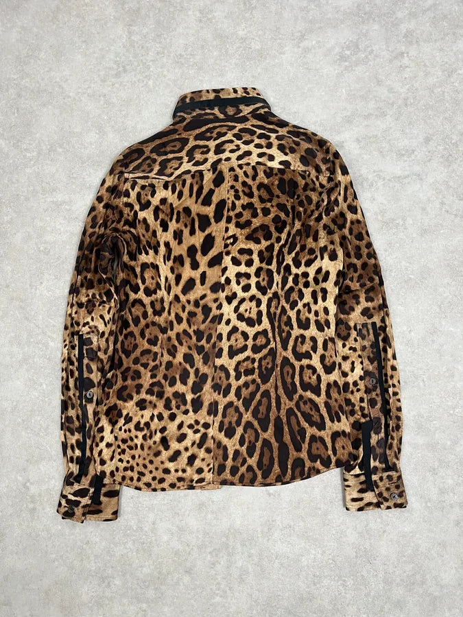 2010s Dolce & Gabbana Beige Leopard Print Silk Shirt FSTPBwE 4