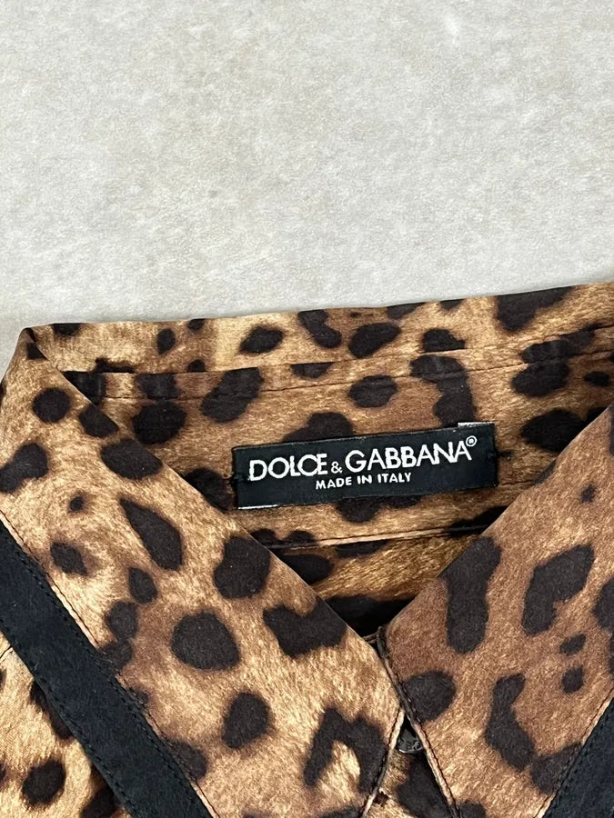 2010s Dolce & Gabbana Beige Leopard Print Silk Shirt FSTPBwE 7