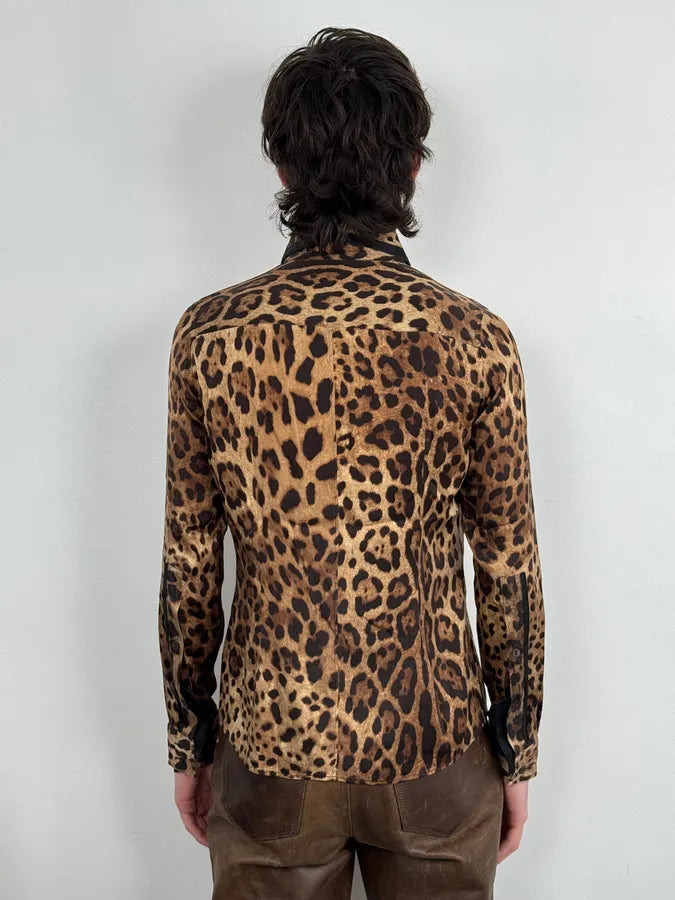 2010s Dolce & Gabbana Beige Leopard Print Silk Shirt FSTPBwE 2