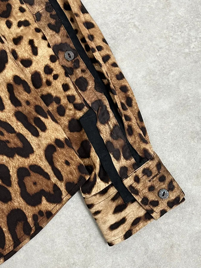 2010s Dolce & Gabbana Beige Leopard Print Silk Shirt FSTPBwE 8