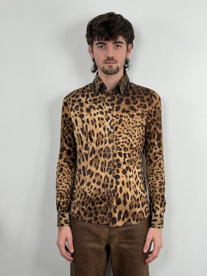 2010s Dolce & Gabbana Beige Leopard Print Silk Shirt FSTPBwE 1