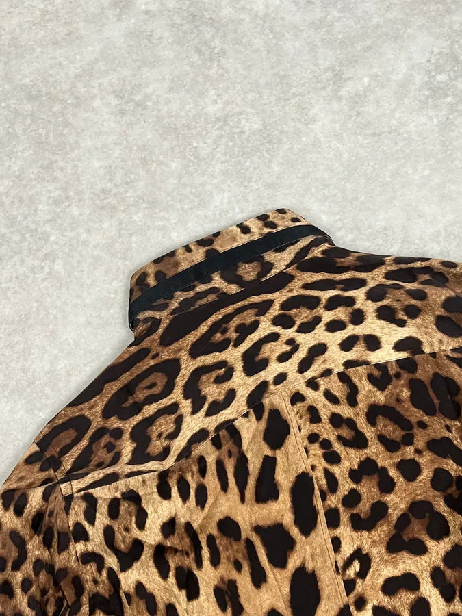 2010s Dolce & Gabbana Beige Leopard Print Silk Shirt FSTPBwE 6
