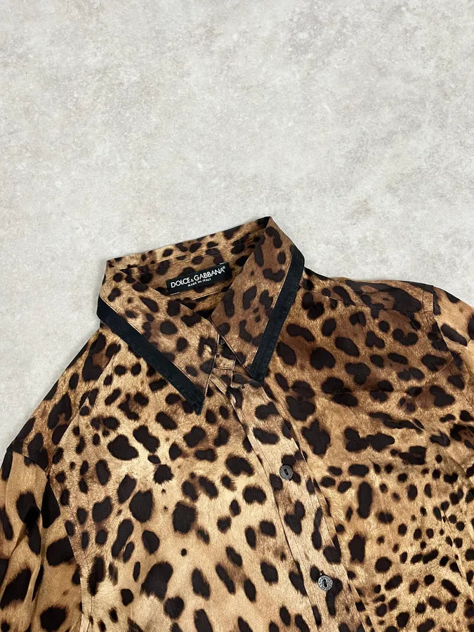 2010s Dolce & Gabbana Beige Leopard Print Silk Shirt FSTPBwE 3