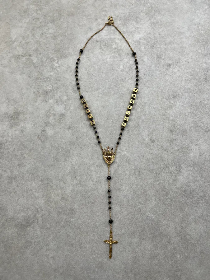 2010s Dolce & Gabbana Black & Gold Metal Rosary Necklace hsRFqmc 0