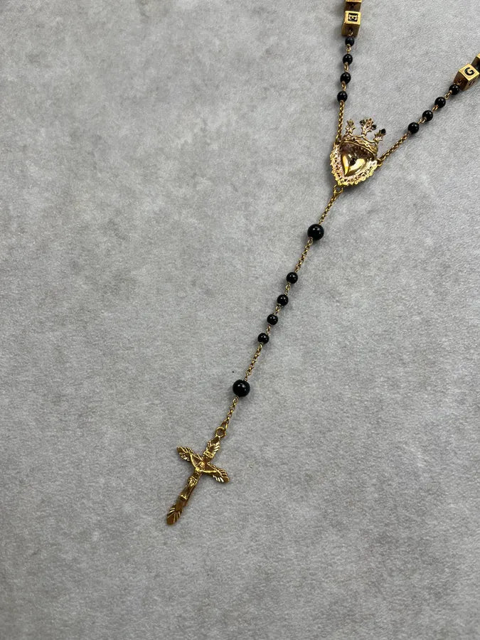 2010s Dolce & Gabbana Black & Gold Metal Rosary Necklace hsRFqmc 3