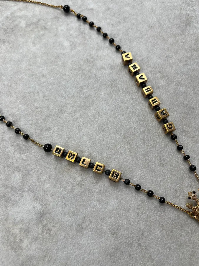 2010s Dolce & Gabbana Black & Gold Metal Rosary Necklace hsRFqmc 4