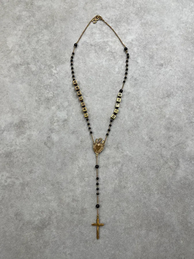 2010s Dolce & Gabbana Black & Gold Metal Rosary Necklace hsRFqmc 5