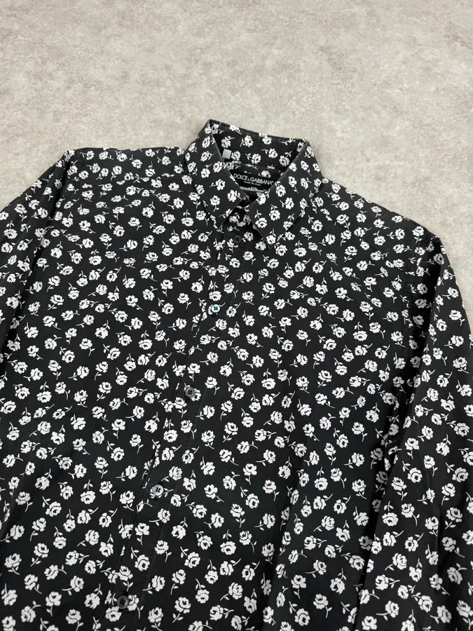 2010s Dolce & Gabbana Black & White Floral Premium Shirt qiPGuqb 4