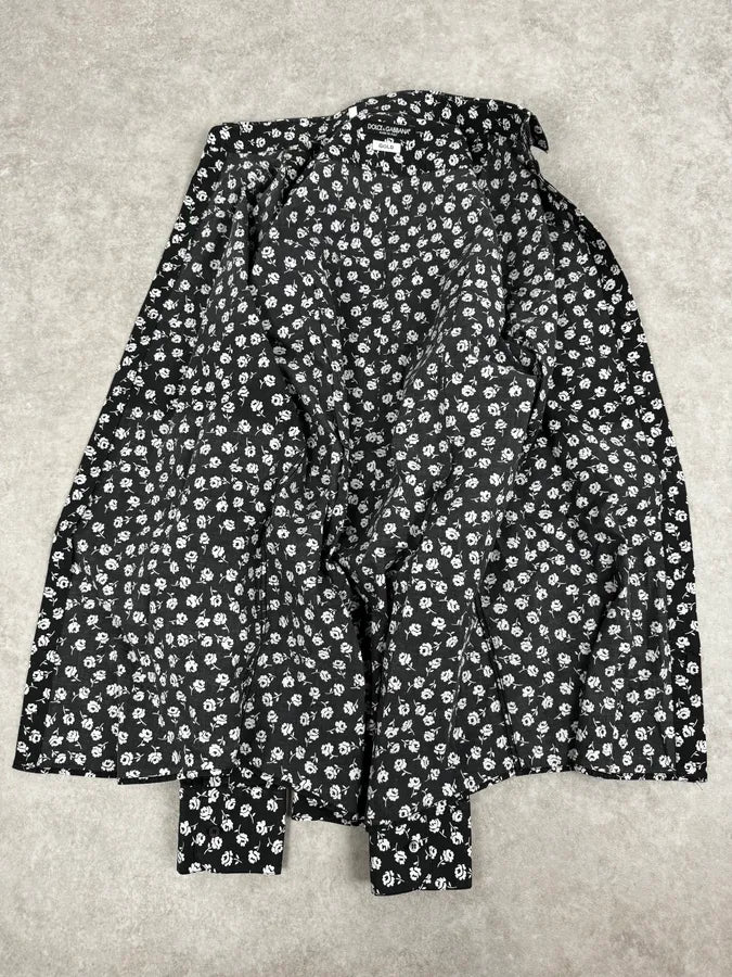 2010s Dolce & Gabbana Black & White Floral Premium Shirt qiPGuqb 6