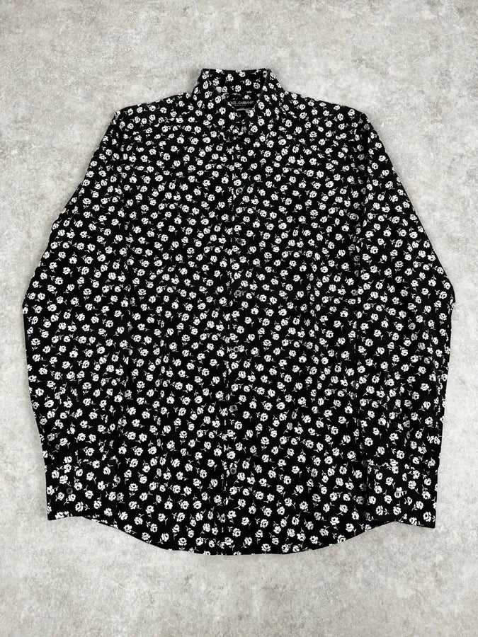 2010s Dolce & Gabbana Black & White Floral Premium Shirt qiPGuqb 0