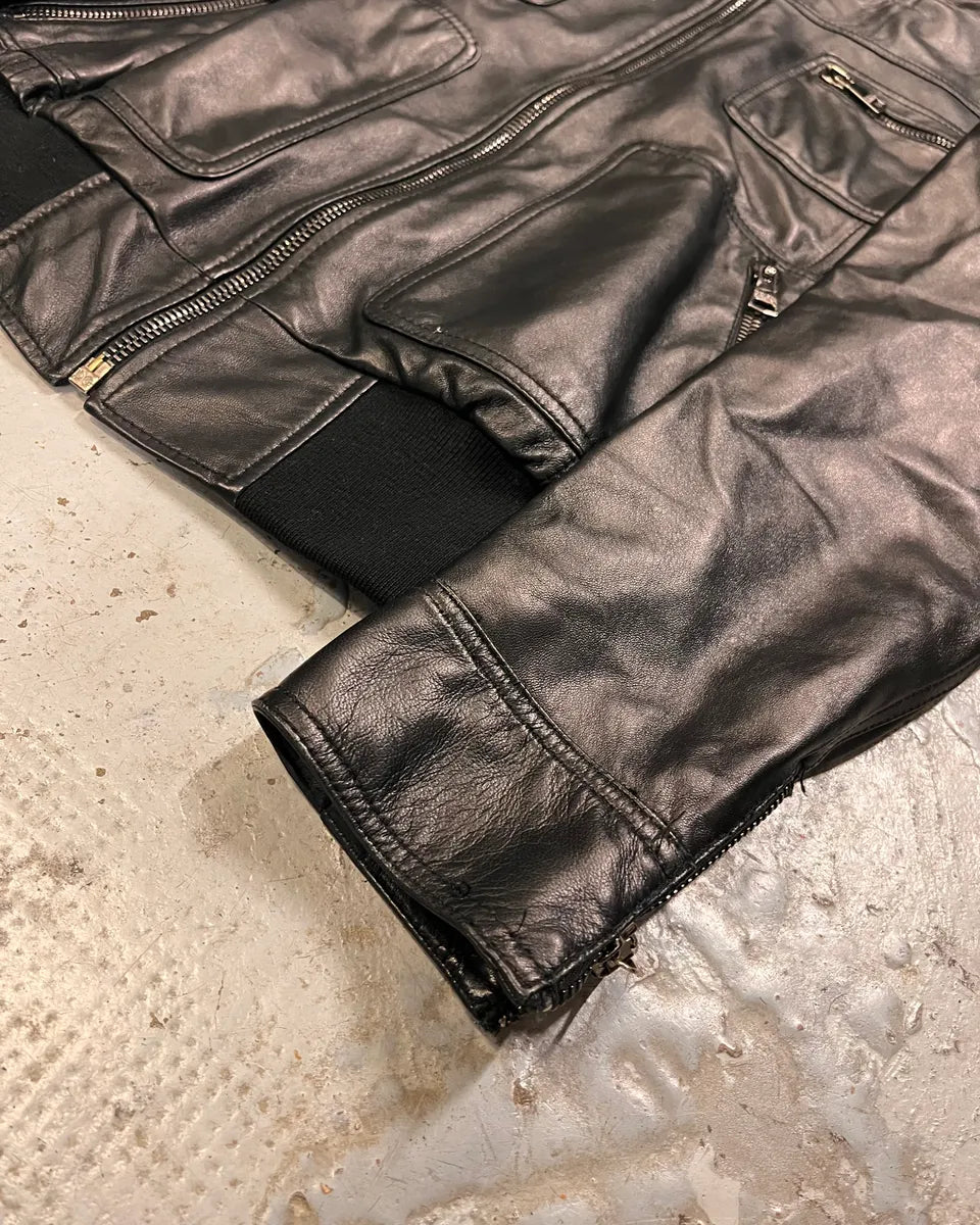 2010s Dolce & Gabbana Black Alpha Bomber Leather Jacket pFpOoaq 5