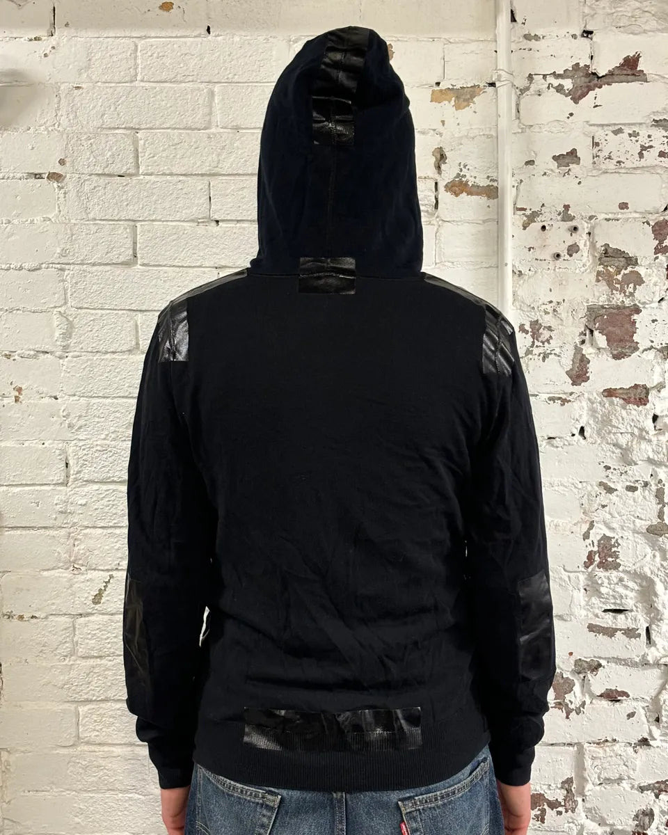 2010s Dolce & Gabbana Black Blend Leather Trim Zip-up Hoodie onrbYqP 2