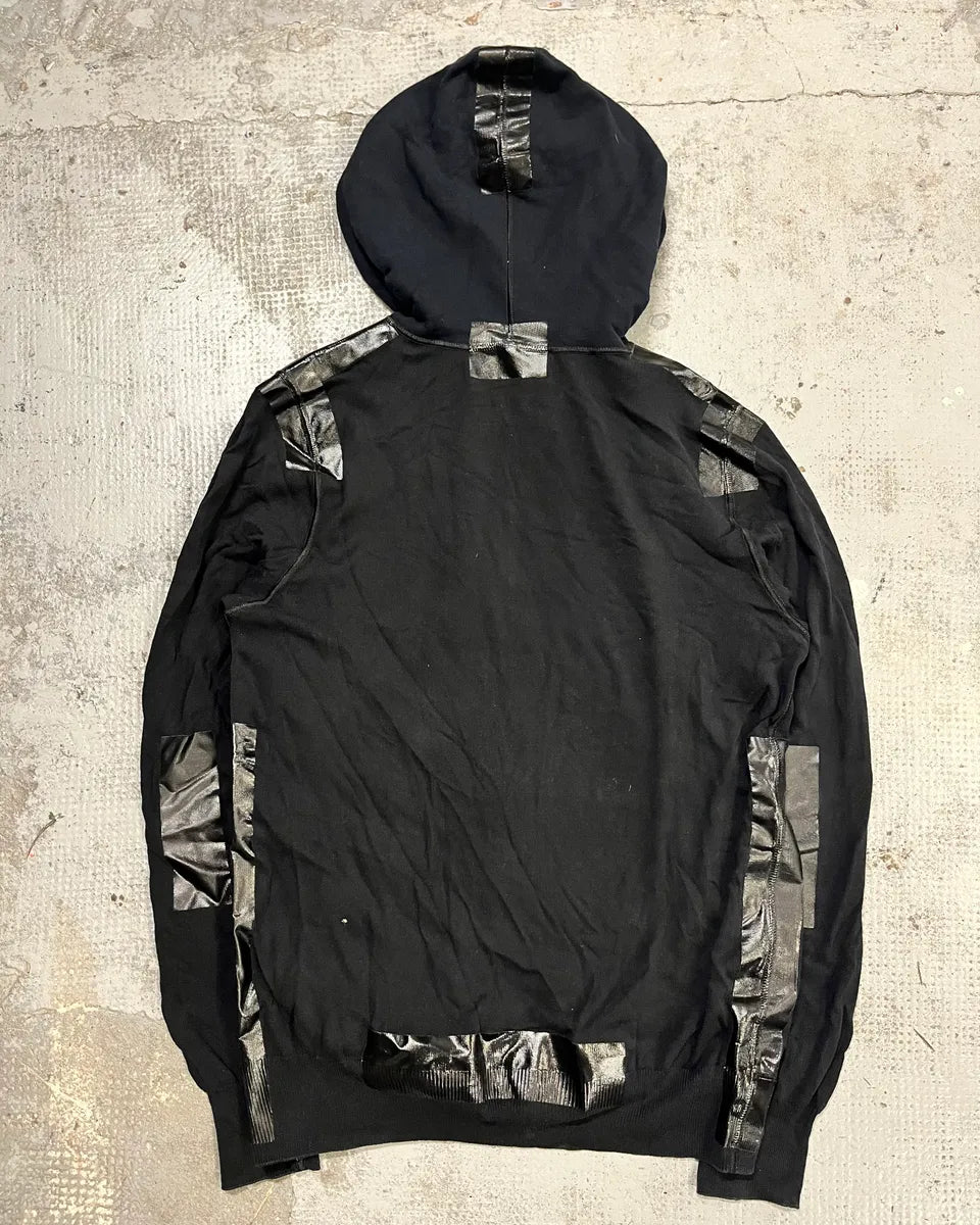 2010s Dolce & Gabbana Black Blend Leather Trim Zip-up Hoodie onrbYqP 7