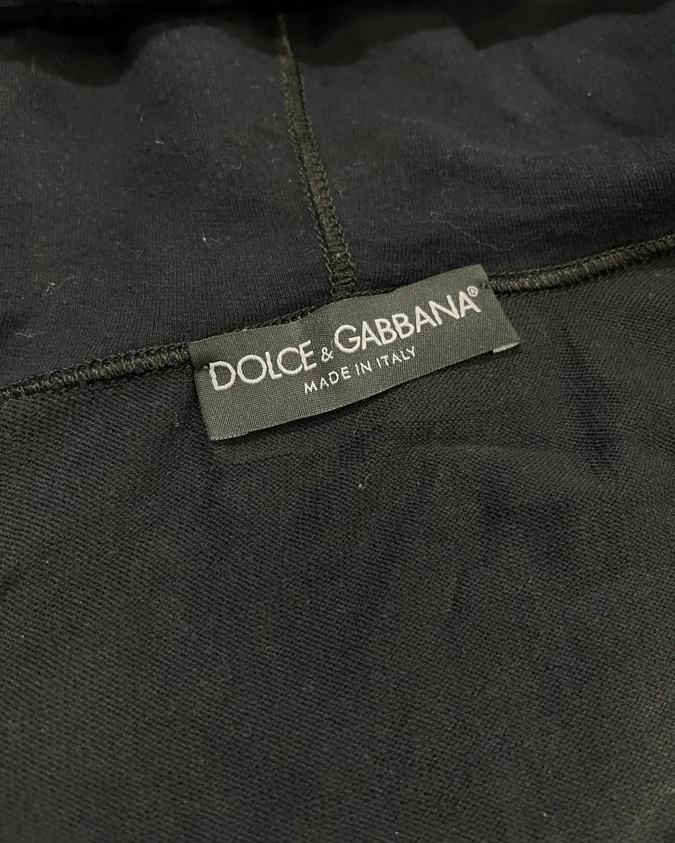 2010s Dolce & Gabbana Black Blend Leather Trim Zip-up Hoodie onrbYqP 9