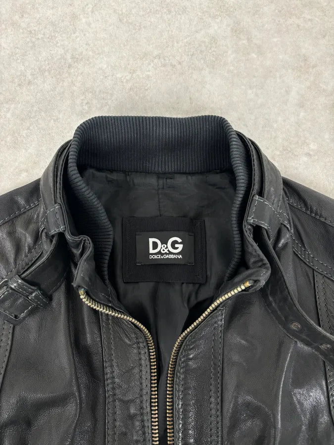 2010s Dolce & Gabbana Black Classy Leather Jacket UecsGhs 3