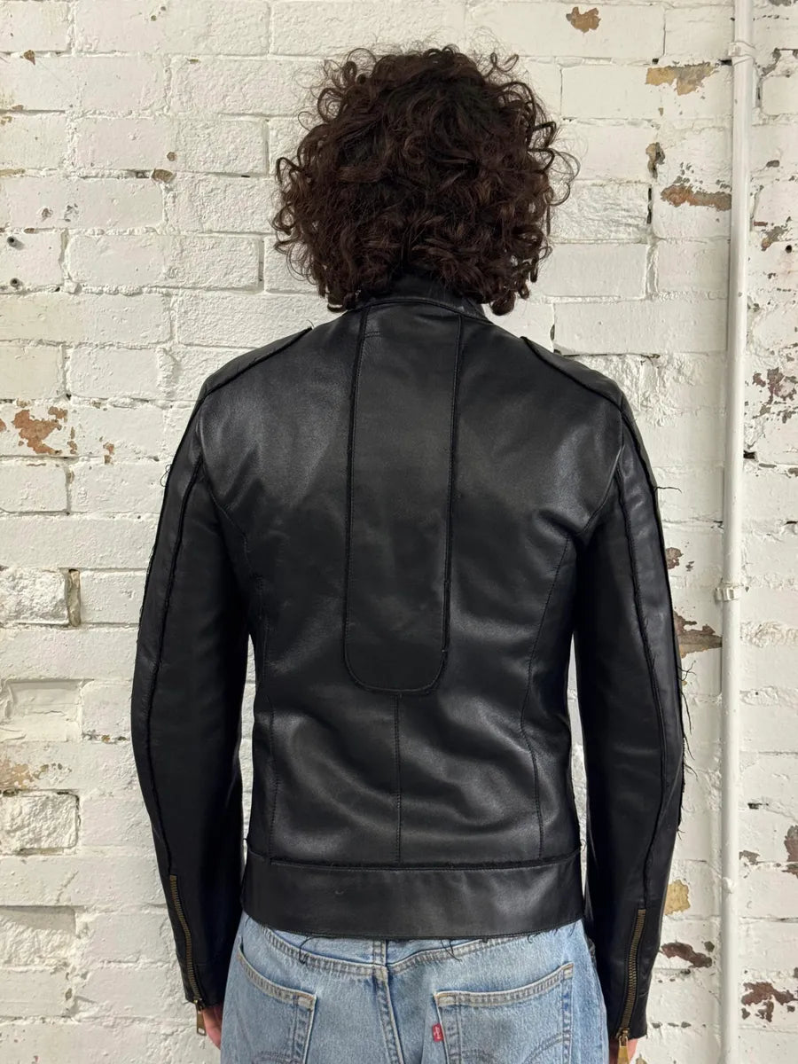 2010s Dolce & Gabbana Black Distressed Biker Leather Jacket BiJXvzk 2