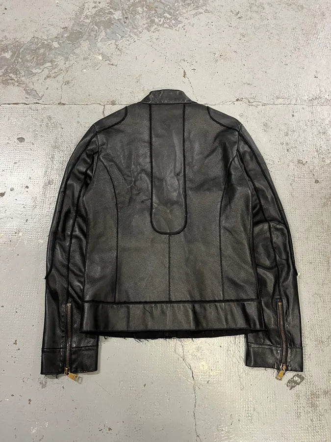 2010s Dolce & Gabbana Black Distressed Biker Leather Jacket BiJXvzk 6