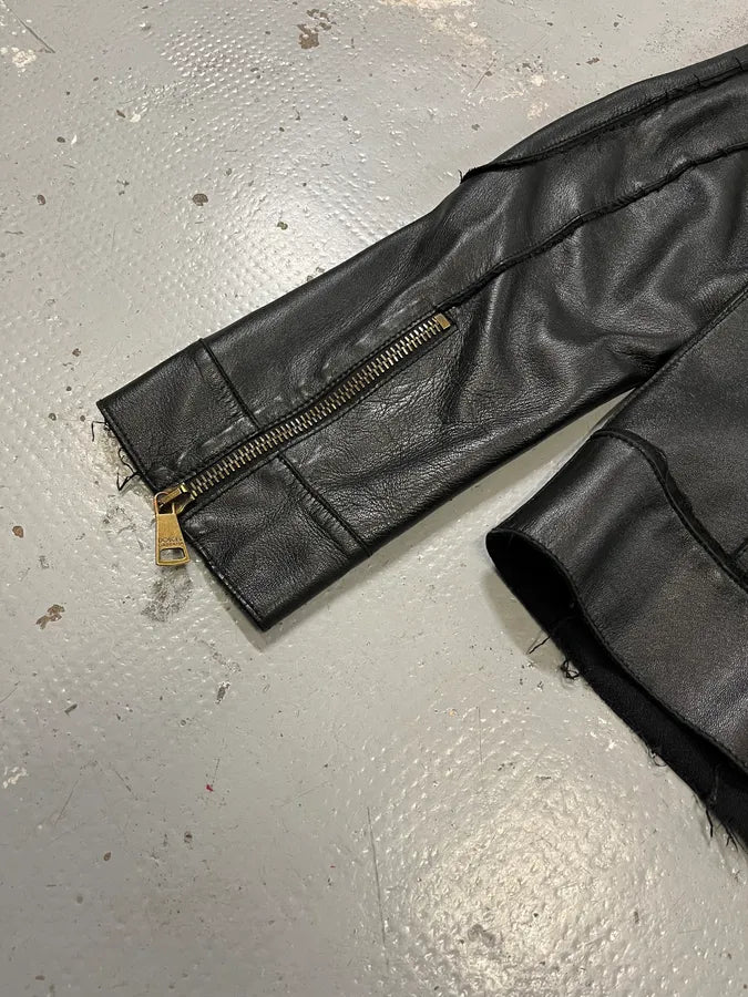 2010s Dolce & Gabbana Black Distressed Biker Leather Jacket BiJXvzk 7