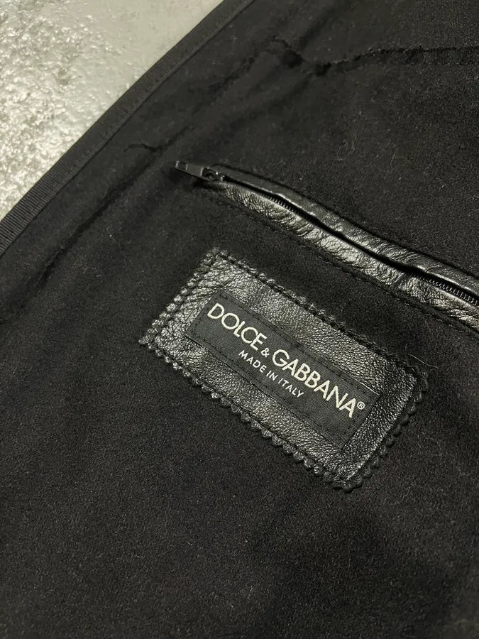 2010s Dolce & Gabbana Black Distressed Biker Leather Jacket BiJXvzk 8
