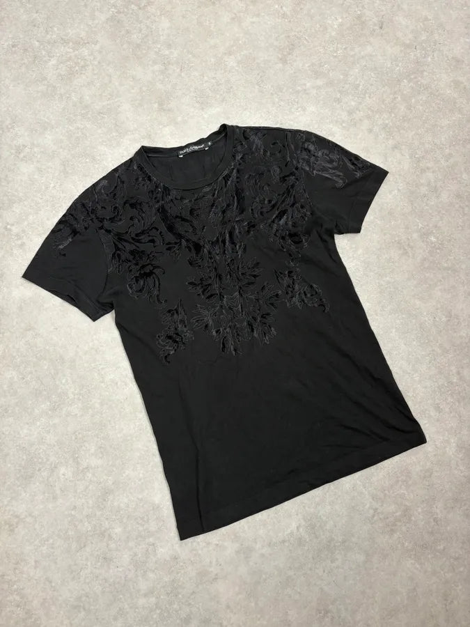 2010s Dolce & Gabbana Black Embroidered T-Shirt kUIUxbb 3