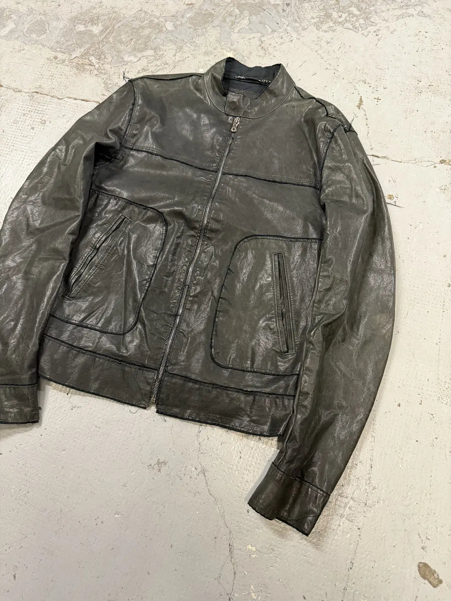 2010s Dolce & Gabbana Black Eroded Biker Leather Jacket RTWTxxt 2