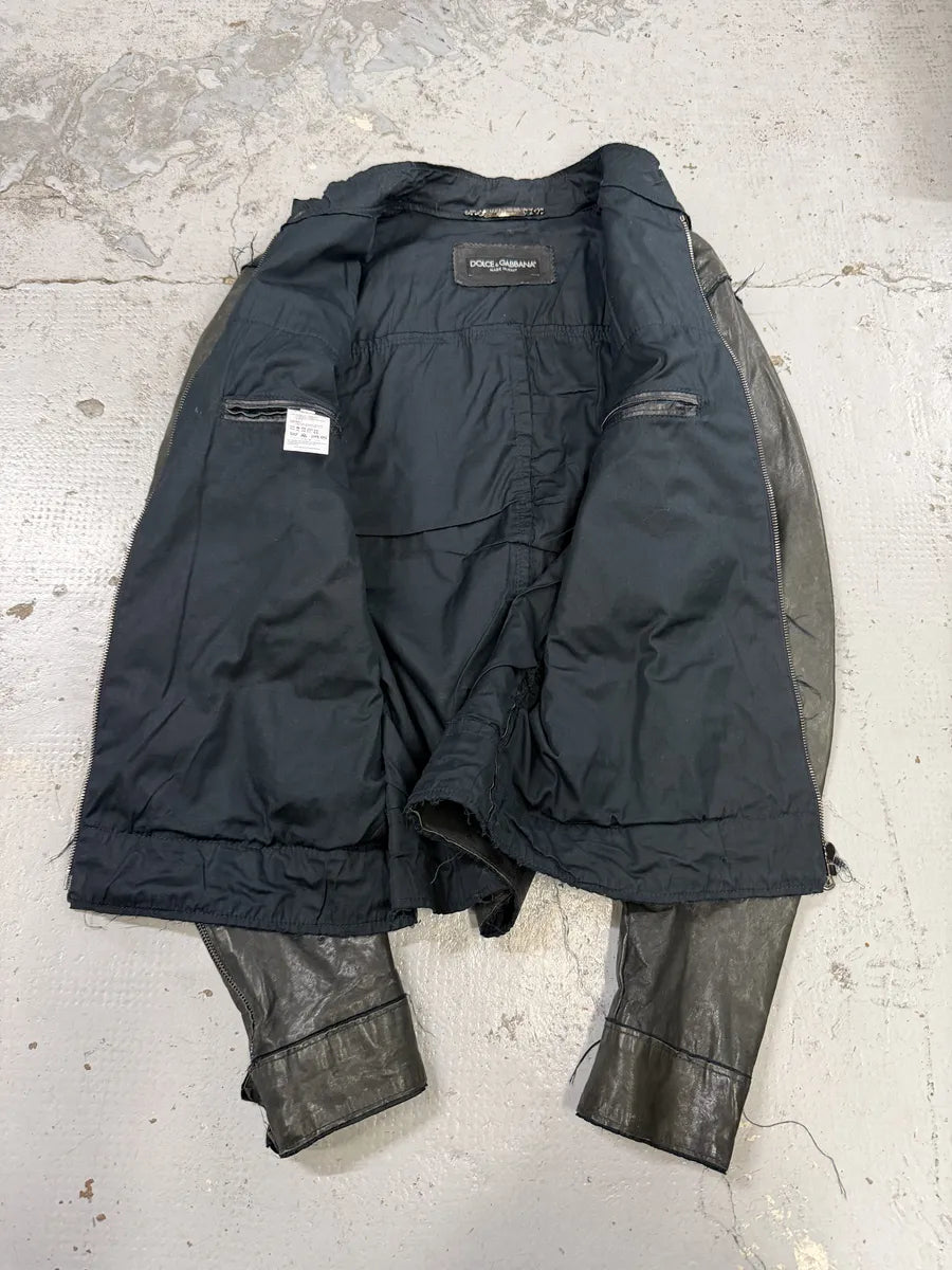 2010s Dolce & Gabbana Black Eroded Biker Leather Jacket RTWTxxt 3