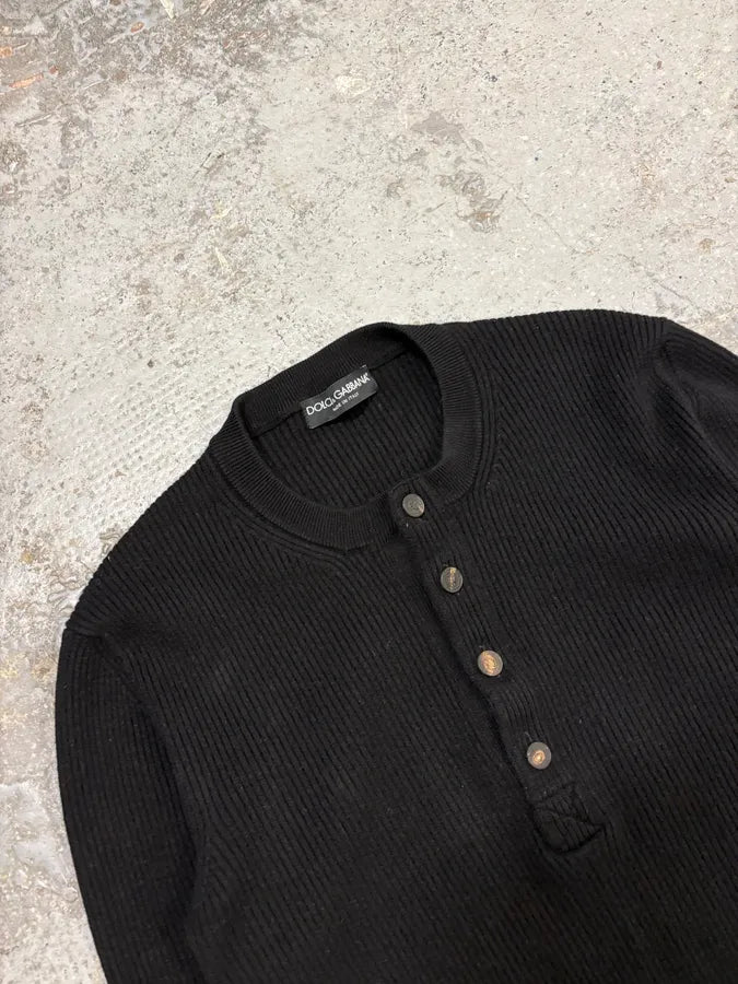 2010s Dolce & Gabbana Black Henley Sweater rNJsMTy 4