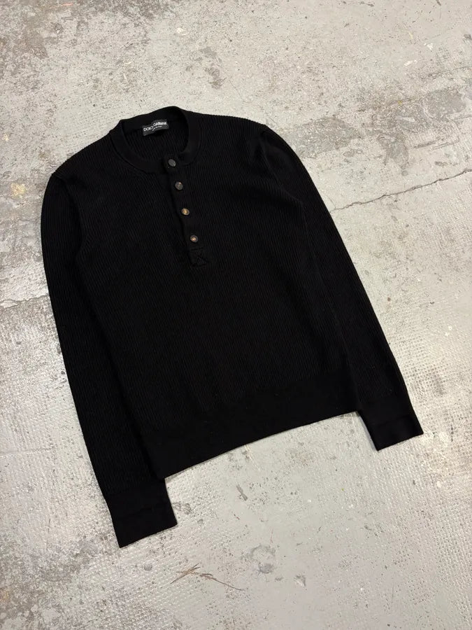 2010s Dolce & Gabbana Black Henley Sweater rNJsMTy 3