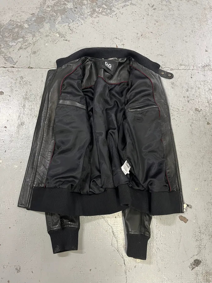 2010s Dolce & Gabbana Black Leather Biker Jacket WtZzYTC 7