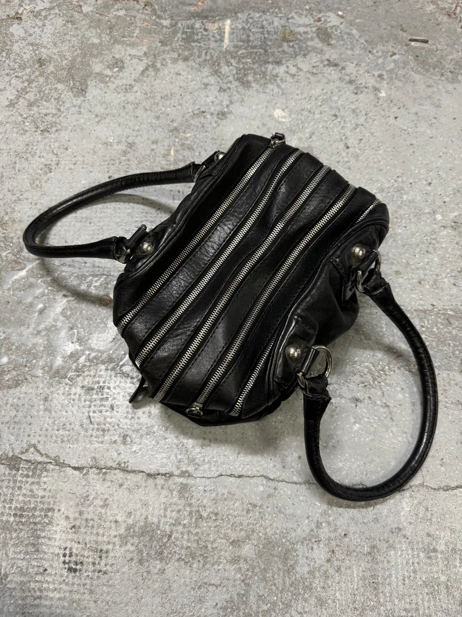 2010s Dolce & Gabbana Black Lily Multi Zips Leather Bag CRvlcKl 0