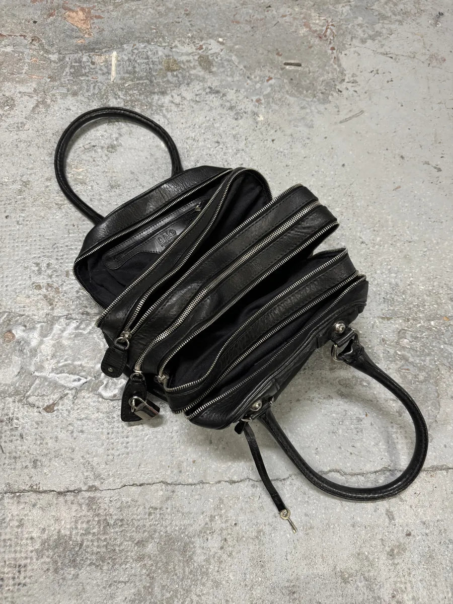 2010s Dolce & Gabbana Black Lily Multi Zips Leather Bag CRvlcKl 1