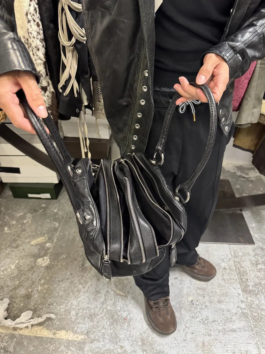 2010s Dolce & Gabbana Black Lily Multi Zips Leather Bag CRvlcKl 3