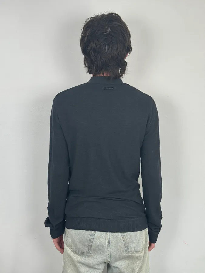 2010s Dolce & Gabbana Black Minimalist Cardigan Sweater UWVRjhd 2