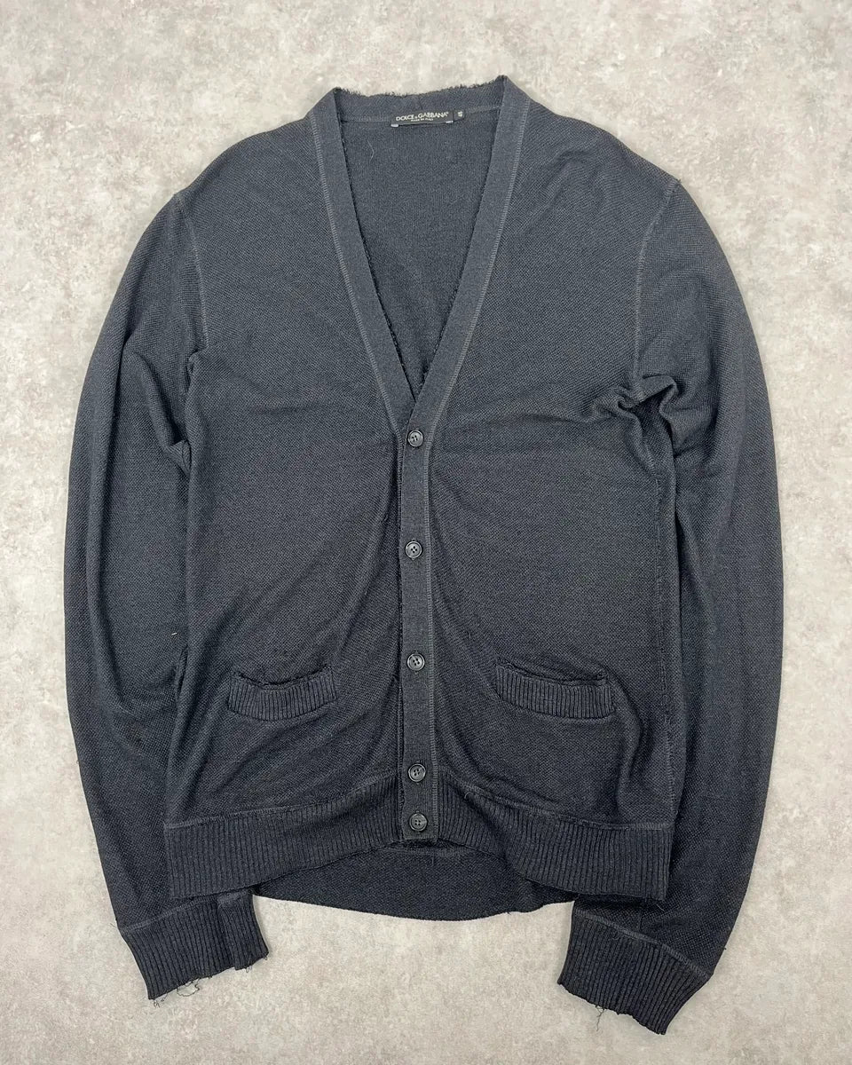 2010s Dolce & Gabbana Black Minimalist Cardigan Sweater UWVRjhd 0
