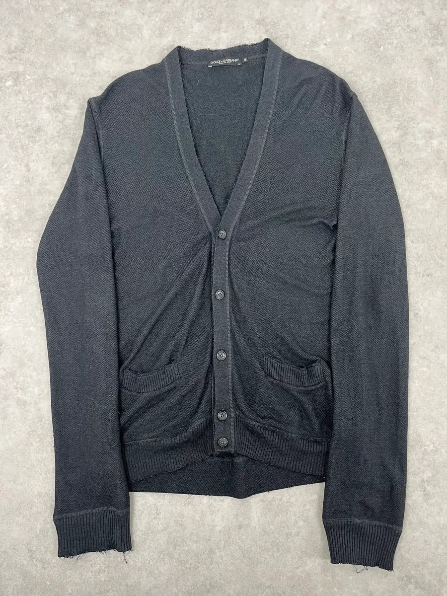 2010s Dolce & Gabbana Black Minimalist Cardigan Sweater UWVRjhd 3