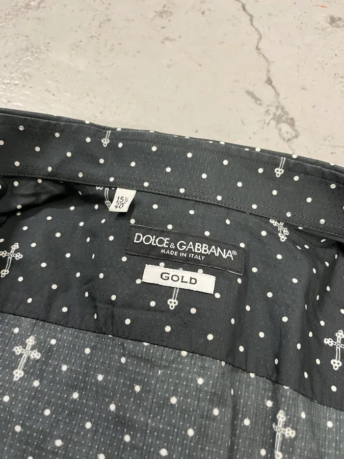2010s Dolce & Gabbana Black Polka Dot Cross Print Shirt AokjgFO 8