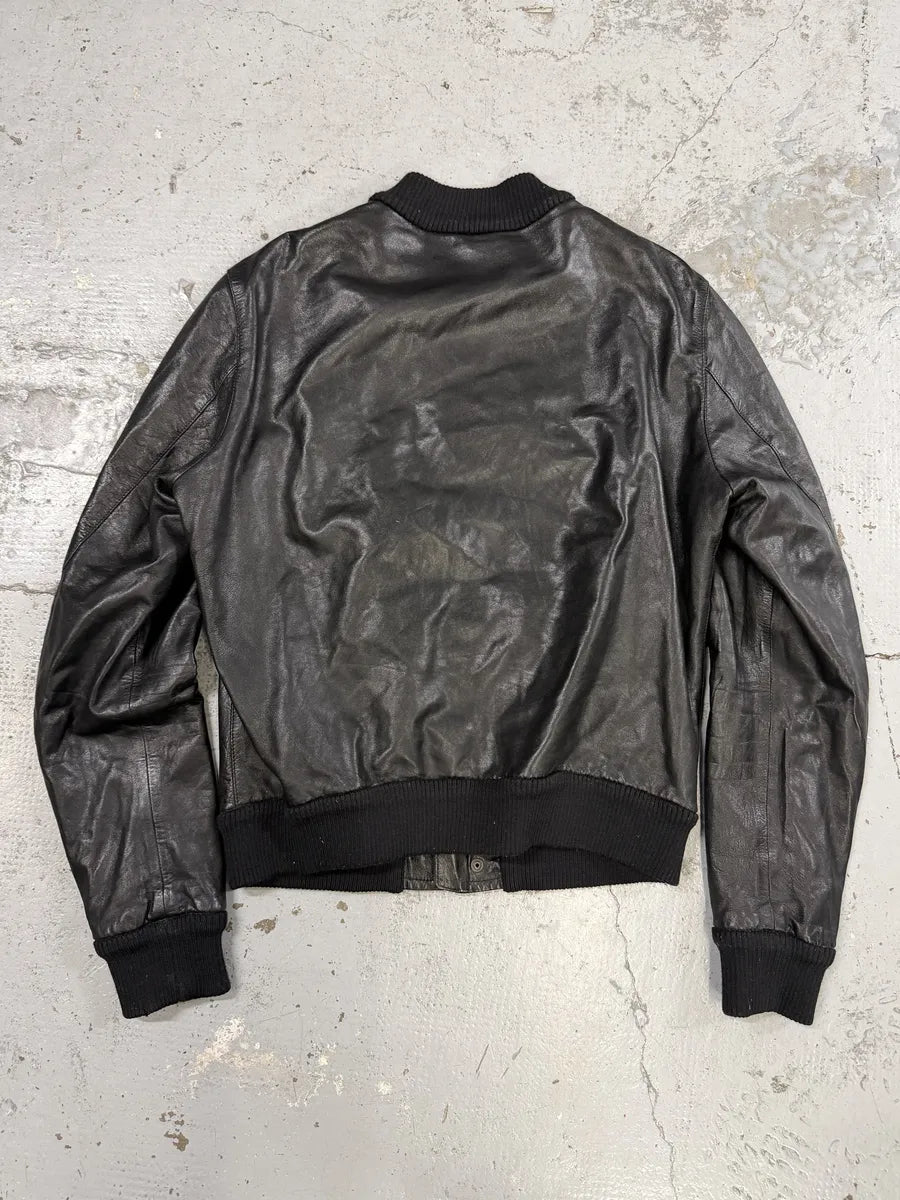2010s Dolce & Gabbana Black Premium Lamb Leather Bomber Jacket JmLJLhu 1