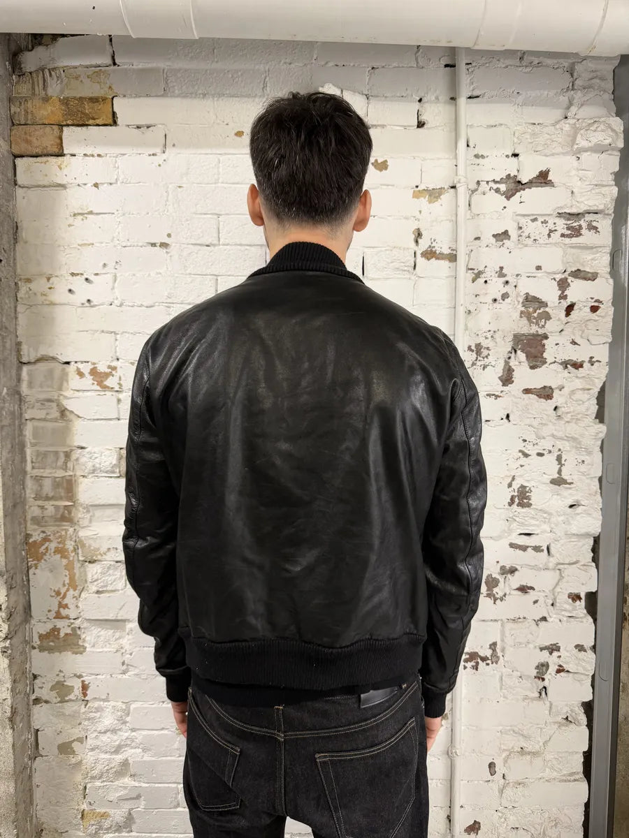 2010s Dolce & Gabbana Black Premium Lamb Leather Bomber Jacket JmLJLhu 5