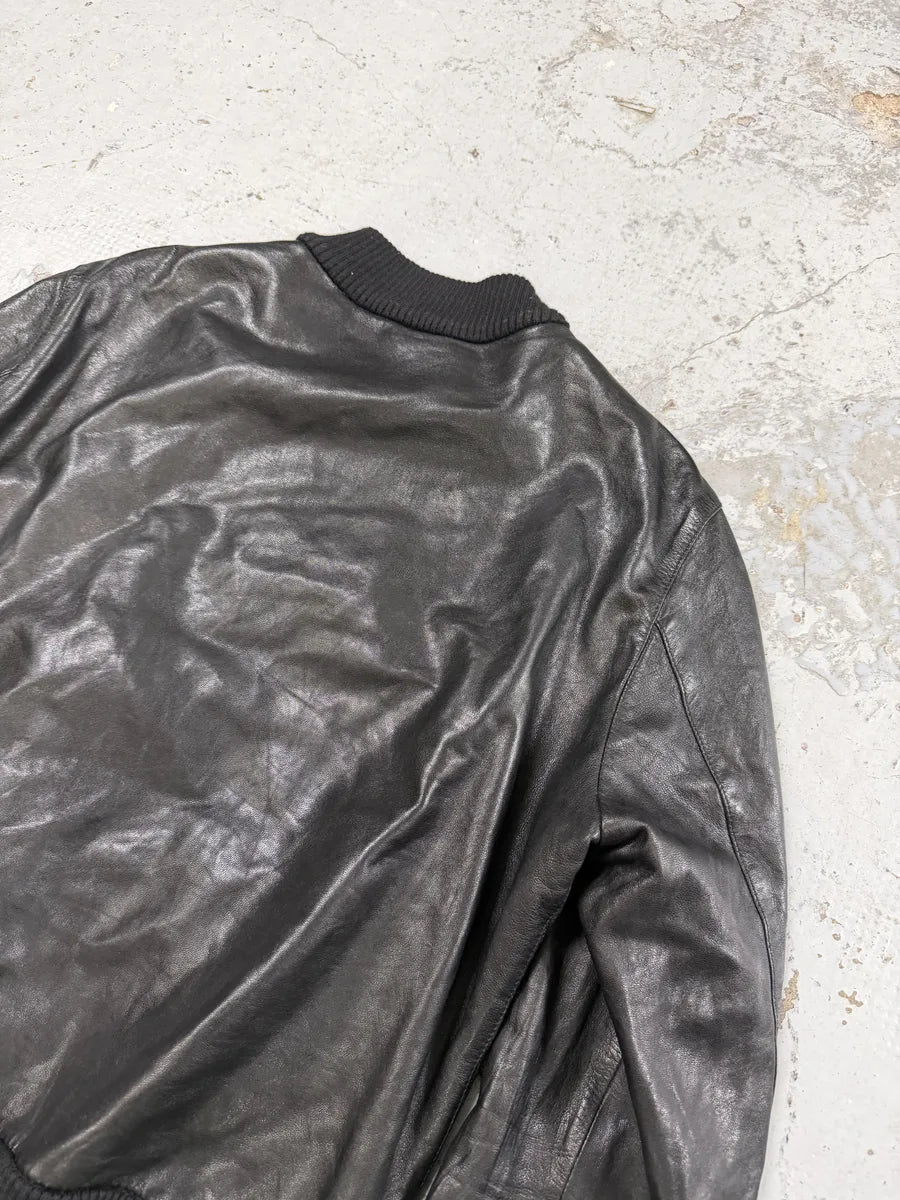 2010s Dolce & Gabbana Black Premium Lamb Leather Bomber Jacket JmLJLhu 6
