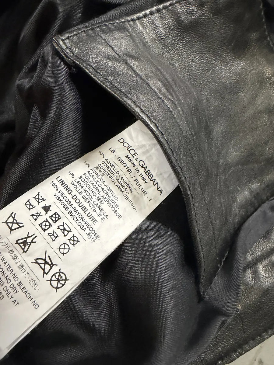 2010s Dolce & Gabbana Black Premium Lamb Leather Bomber Jacket JmLJLhu 9
